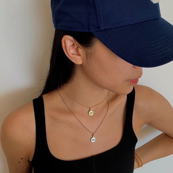 简约精致圆片恶魔之眼微镶设计高级感项链