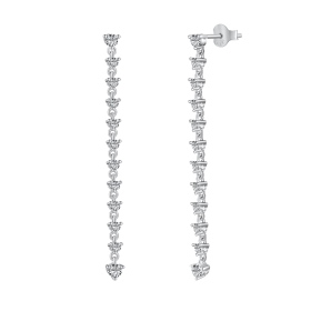 「星眸 StarGaze」S925纯银白色圆锆一字排列流苏设计小众时尚高级感耳环
