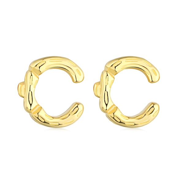 S925纯银字母C耳钉女时尚日常穿搭简约潮配饰