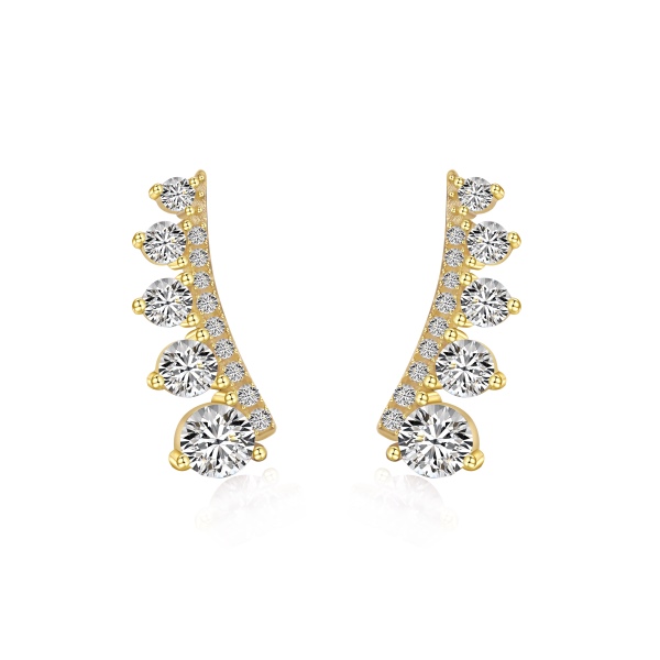 「星迹 Celestial Trails 系列」银S925白色圆锆排钻镶嵌对称设计精致小巧时尚百搭耳钉