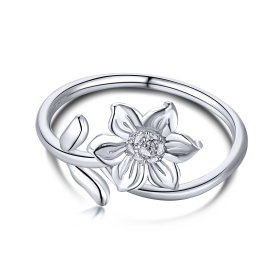 花朵镶钻锆石闪耀花心S925纯银几何简约冷淡风创意可爱气质百搭戒指