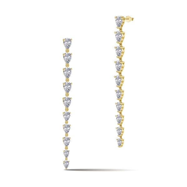 「星迹 Celestial Trails 系列」银S925白色梨形水滴锆石大到小排列镶嵌长款流苏设计小众时尚高级感耳环