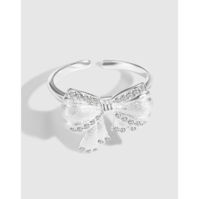 「暮 Twilight 系列」S925纯银小众设计闪钻蝴蝶结拉丝高级感轻奢戒指