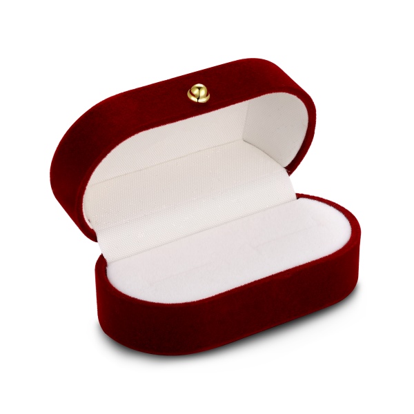 酒红色对戒首饰盒