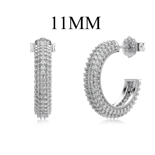 「星落 Starfall 系列」银S925白色圆锆满钻镶嵌圆形圆环精致时尚百搭耳环