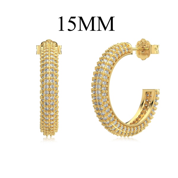 「星落 Starfall 系列」银S925白色圆锆满钻镶嵌圆形圆环精致时尚百搭耳环