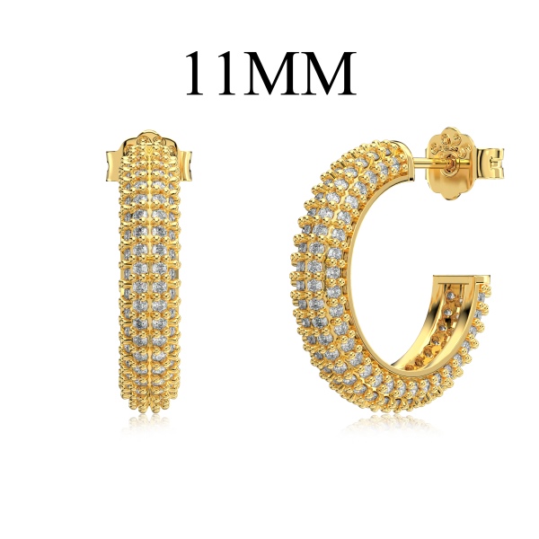 「星落 Starfall 系列」银S925白色圆锆满钻镶嵌圆形圆环精致时尚百搭耳环