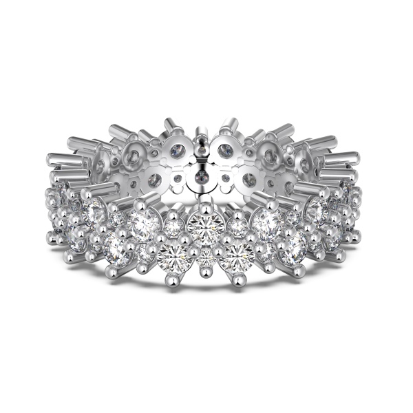 「星落 Starfall 系列」银S925白色圆锆镶嵌双排钻小众设计戒指