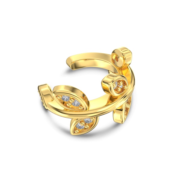 「耳畔 Side Sonnet 系列」银S925白色圆锆镶嵌树叶设计单只耳夹款小巧时尚百搭