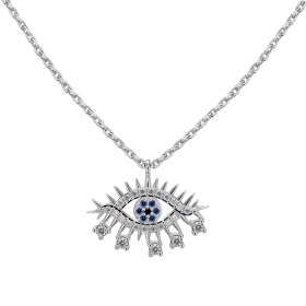「凛冽 Ice Aura 系列」银S925白色圆锆蓝尖晶黑纳米简约时尚小众恶魔之眼套装