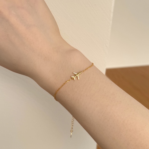 「漫游 Roaming 系列」S925纯银韩版爆闪圆钻微镶飞机手链轻奢个性手饰