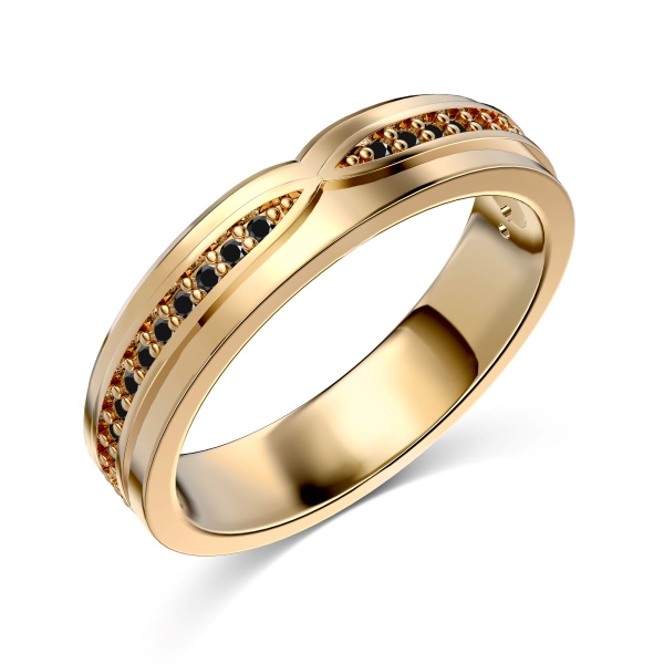 「遇 Meet 系列」银S925黑色圆锆镶嵌交叉光面时尚戒指情套戒男款