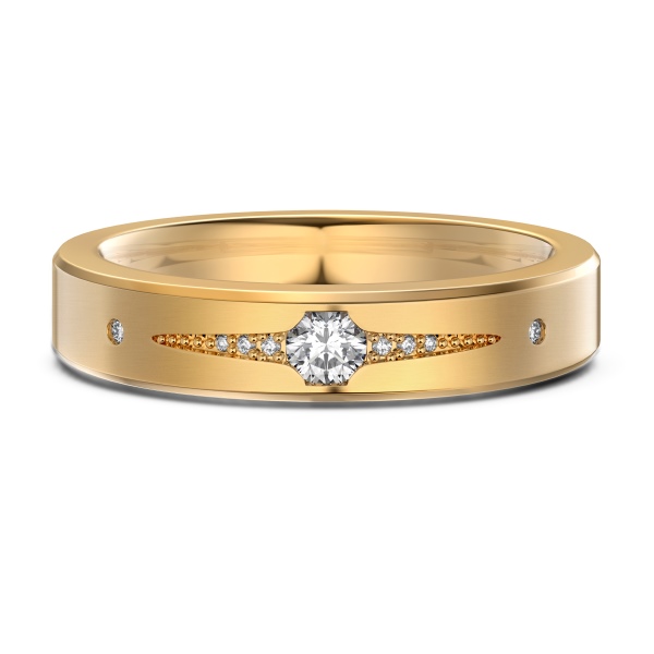 「遇 Meet 系列」银S925白色圆锆镶嵌宽面磨砂设计时尚百搭情侣套戒男款戒指