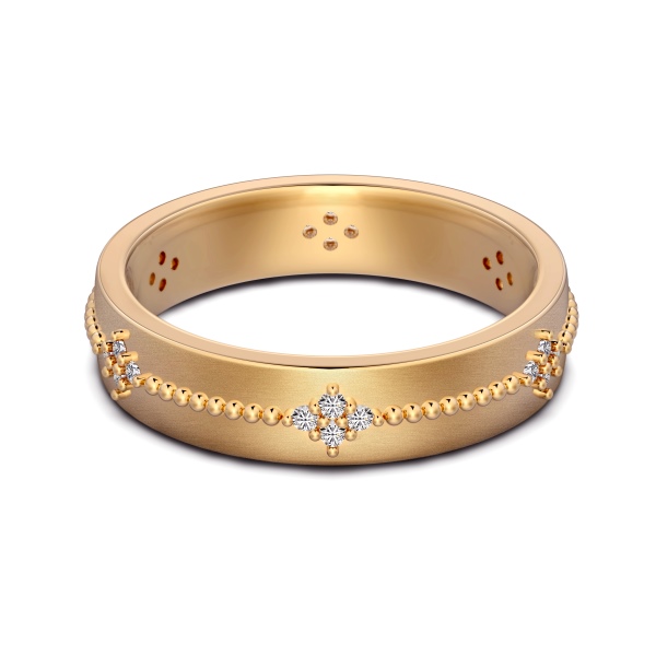 「遇 Meet 系列」银S925白色圆锆镶嵌花朵圆珠设计细磨砂情侣套戒女款戒指