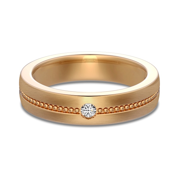 「遇 Meet 系列」银S925白色圆锆镶嵌圆珠设计细磨砂情侣套戒男款戒指