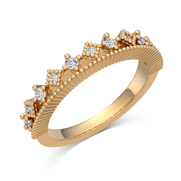 「遇 Meet 系列」银S925白色圆锆镶嵌皇冠情侣女款时尚设计戒指套戒