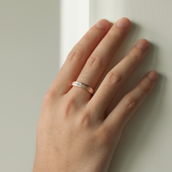 「遇 Meet 系列」银S925白色圆锆镶嵌宽面磨砂设计时尚百搭情侣套戒男款戒指