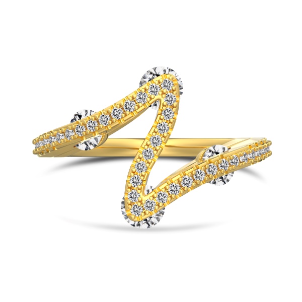 银S925白色圆锆镶嵌可转动双层设计N字形线条小众个性时尚戒指