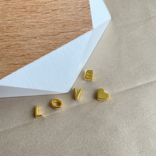 S925纯银字母L单颗吊坠DIY跨境18K百搭