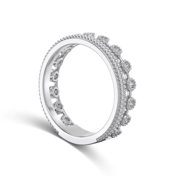 「像素 Pixel 系列」银S925白色圆锆镶嵌双层设计时尚简约小众戒指