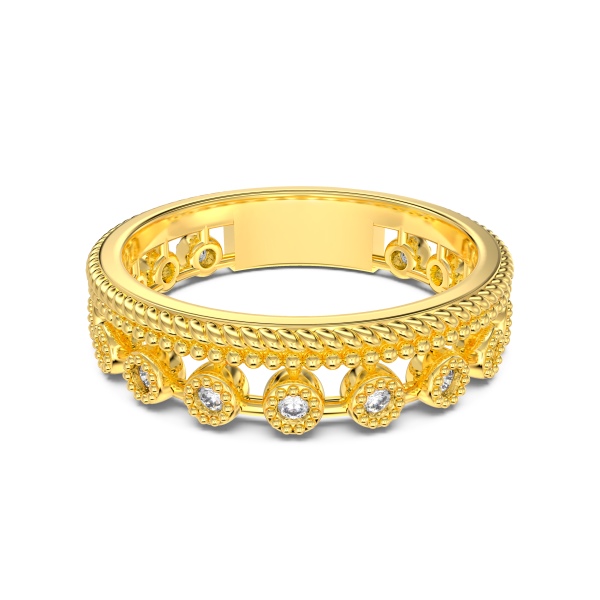 「像素 Pixel 系列」银S925白色圆锆镶嵌双层设计时尚简约小众戒指