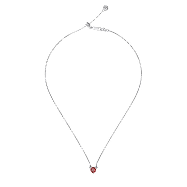 「星愿 Wishing Star 系列」银S925石榴红圆锆镶嵌麋鹿吊坠精致时尚简约项链