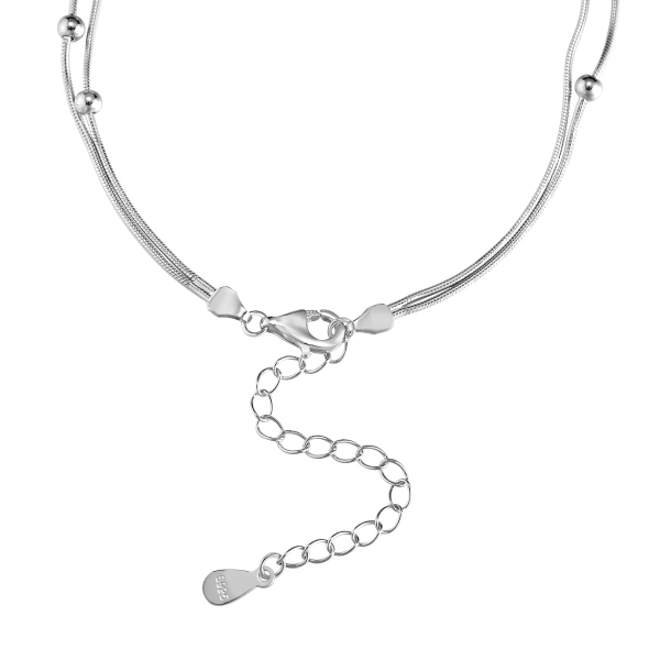 银S925黑色滴胶四叶草波光小圆球圆珠链时尚小众百搭脚链