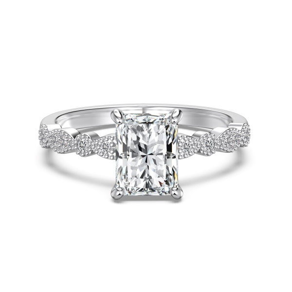 「莫桑钻 Moissanite 系列」S925纯银四爪长方形莫桑钻主石镶锆指环经典潮流气质百搭跨境爆款戒指