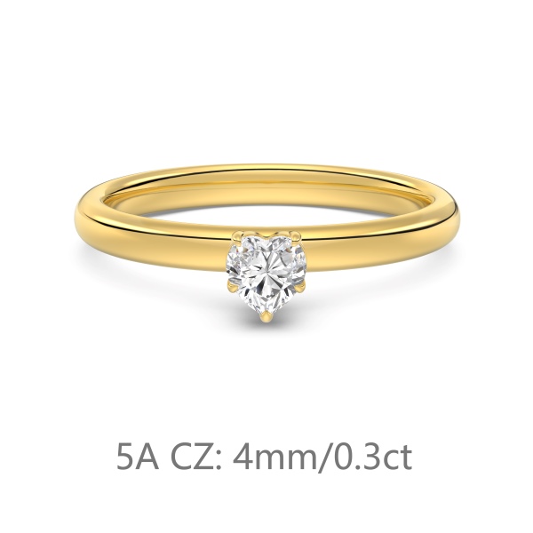 S925纯银经典爱心主石婚戒0.3克拉仿钻高品质5A锆石