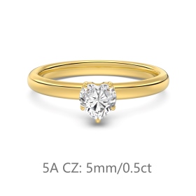 S925纯银经典爱心主石婚戒0.5克拉仿钻高品质5A锆石