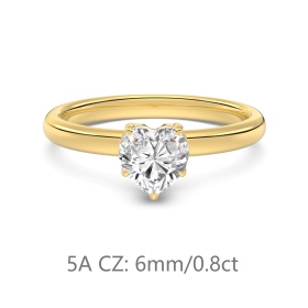 S925纯银经典爱心主石婚戒0.8克拉仿钻高品质5A锆石