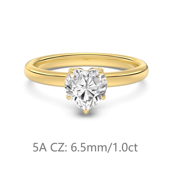 S925纯银经典爱心主石婚戒1克拉仿钻高品质5A锆石