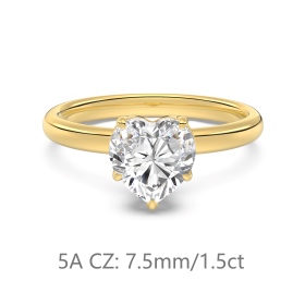S925纯银经典爱心主石婚戒1.5克拉仿钻高品质5A锆石