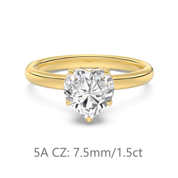 S925纯银经典爱心主石婚戒1.5克拉仿钻高品质5A锆石