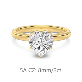 S925纯银经典爱心主石婚戒2克拉仿钻高品质5A锆石