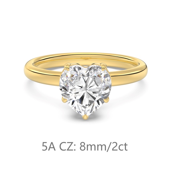 S925纯银经典爱心主石婚戒2克拉仿钻高品质5A锆石