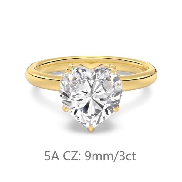 S925纯银经典爱心主石婚戒3克拉仿钻高品质5A锆石