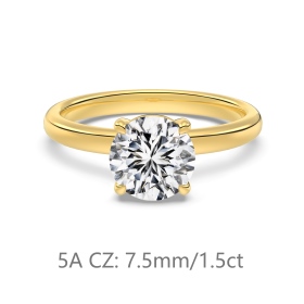 S925纯银经典婚戒1.5克拉仿钻高品质5A锆石