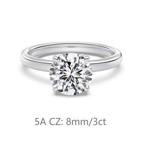 S925纯银经典婚戒2克拉仿钻高品质5A锆石