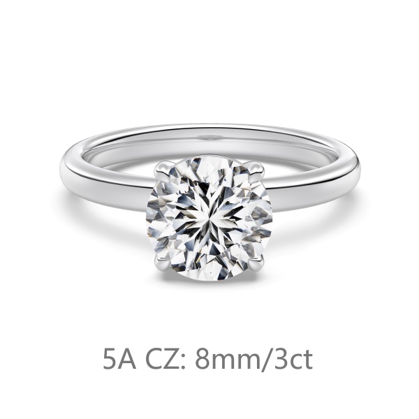 S925纯银经典婚戒2克拉仿钻高品质5A锆石