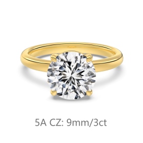 S925纯银经典婚戒3克拉仿钻高品质5A锆石