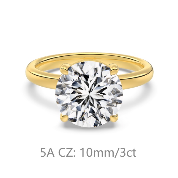 S925纯银经典婚戒4克拉仿钻高品质5A锆石