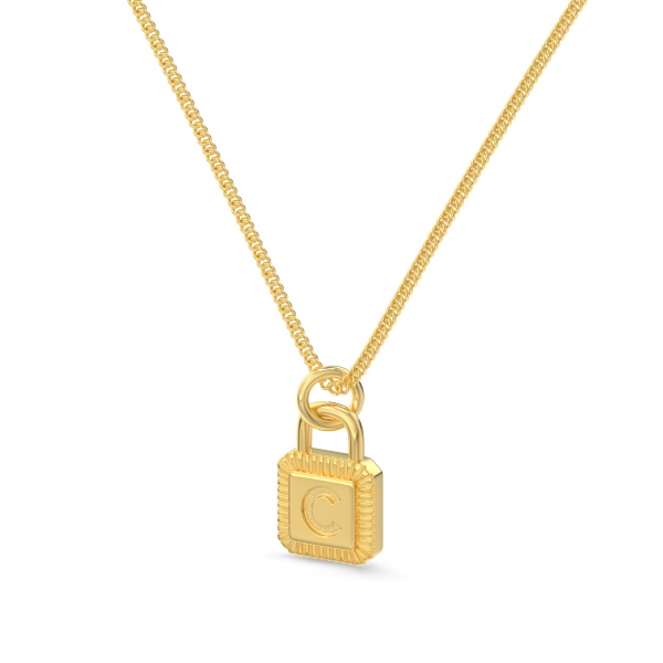 S925纯银镀18k金轻奢优雅ins设计感专属字母探锁锁骨链个性项链