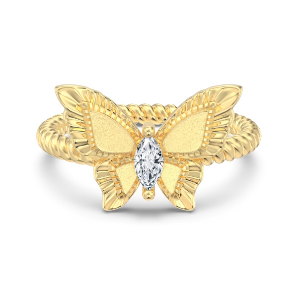 S925纯银拉丝梦幻蝴蝶马眼石冷淡风戒指