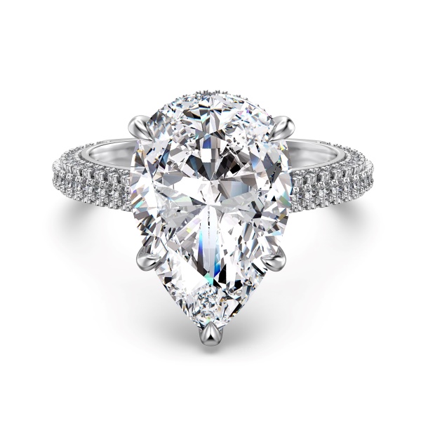 S925纯银白色水滴梨形主石婚戒跨境精致百搭大气五爪镶嵌戒指