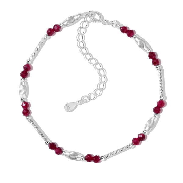 S925纯银新中式石榴石细竹节小众设计手链