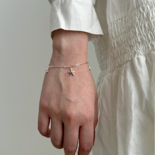 S925纯银贝壳海星水晶简约小众手链