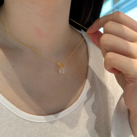 S925纯银天然白水晶莲花葫芦新中式国风项链