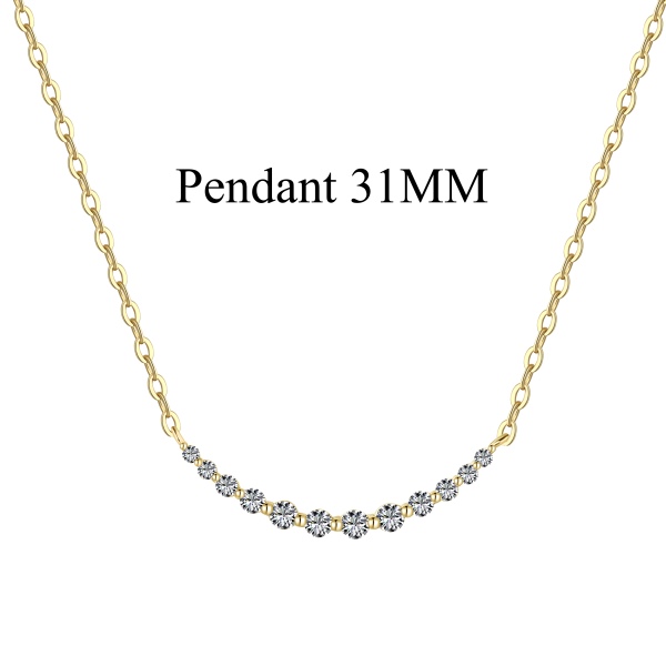 「曦光 Daybreak 系列」S925纯银白色圆锆镶嵌月牙半圆微笑小众设计轻奢精致项链