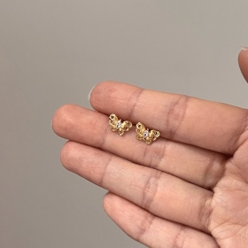 S925纯银拉丝工艺蝴蝶小众复古耳钉
